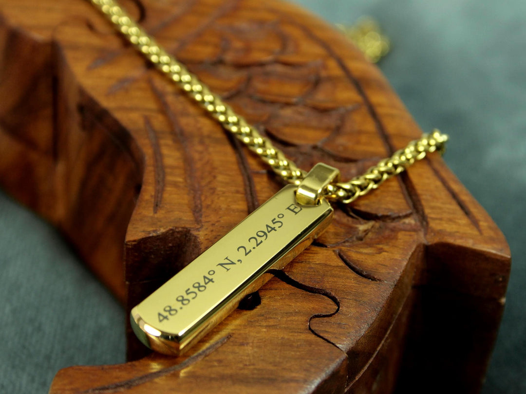 Gold Coordinates Bar Necklace