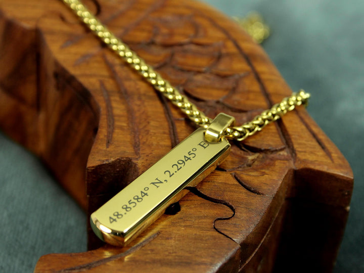 Gold Coordinates Bar Necklace