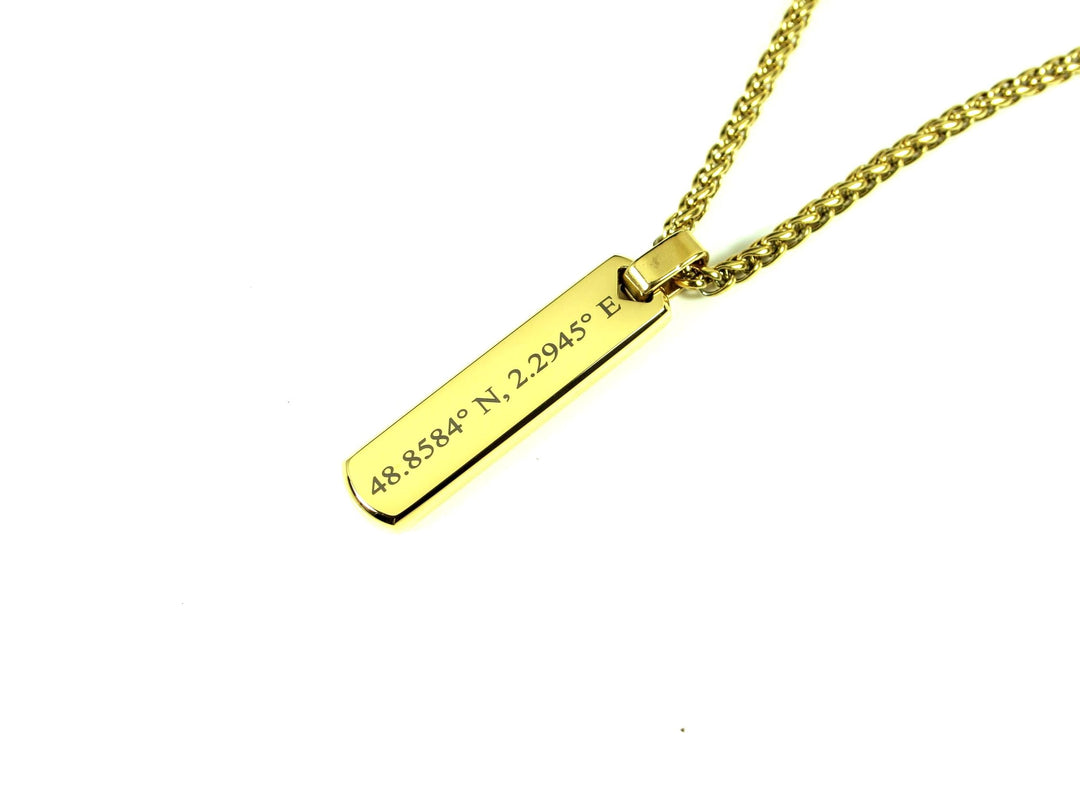 Gold Coordinates Bar Necklace