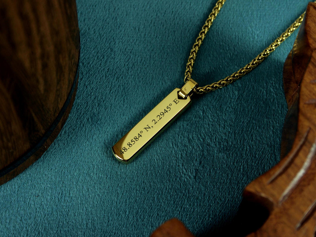 Gold Coordinates Bar Necklace