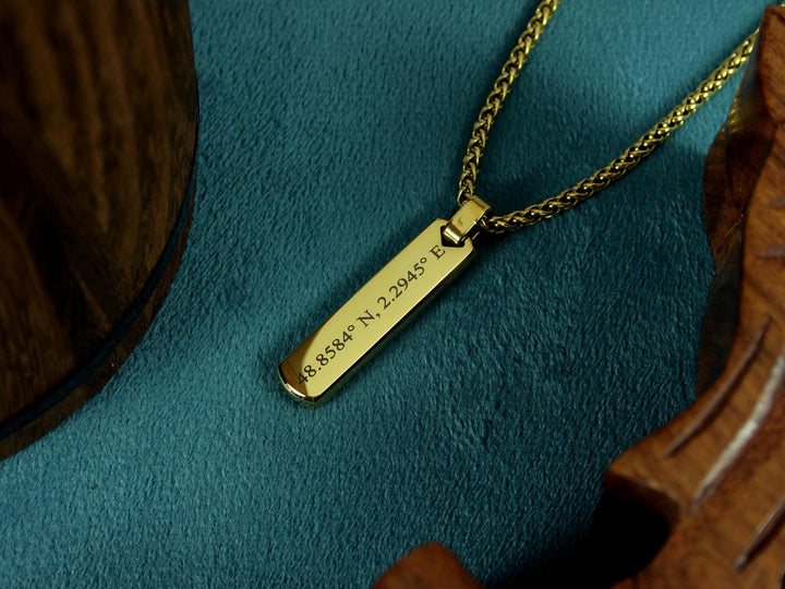 Gold Coordinates Bar Necklace