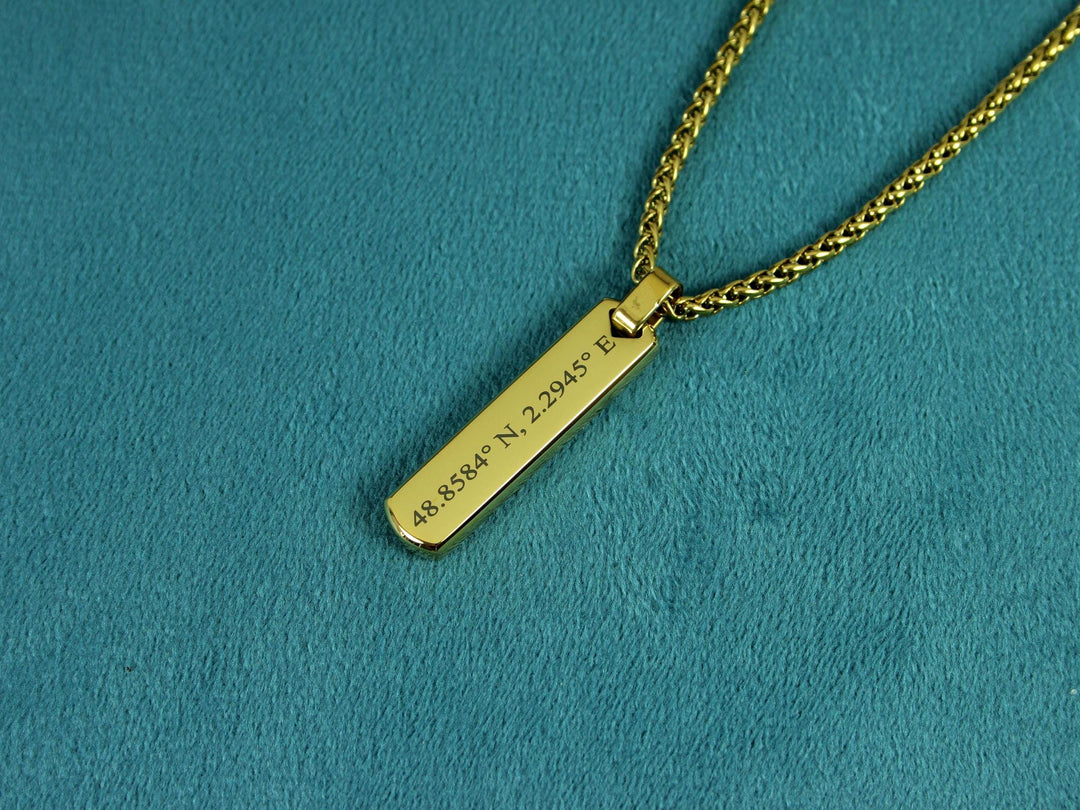 Gold Coordinates Bar Necklace