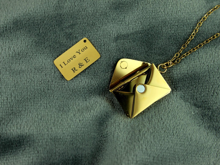 Gold Couples Letter Necklace, Hidden Message