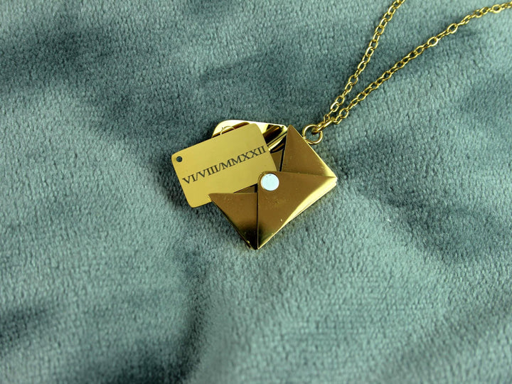 Gold Letter Necklace, Custom Roman Numerals Inside