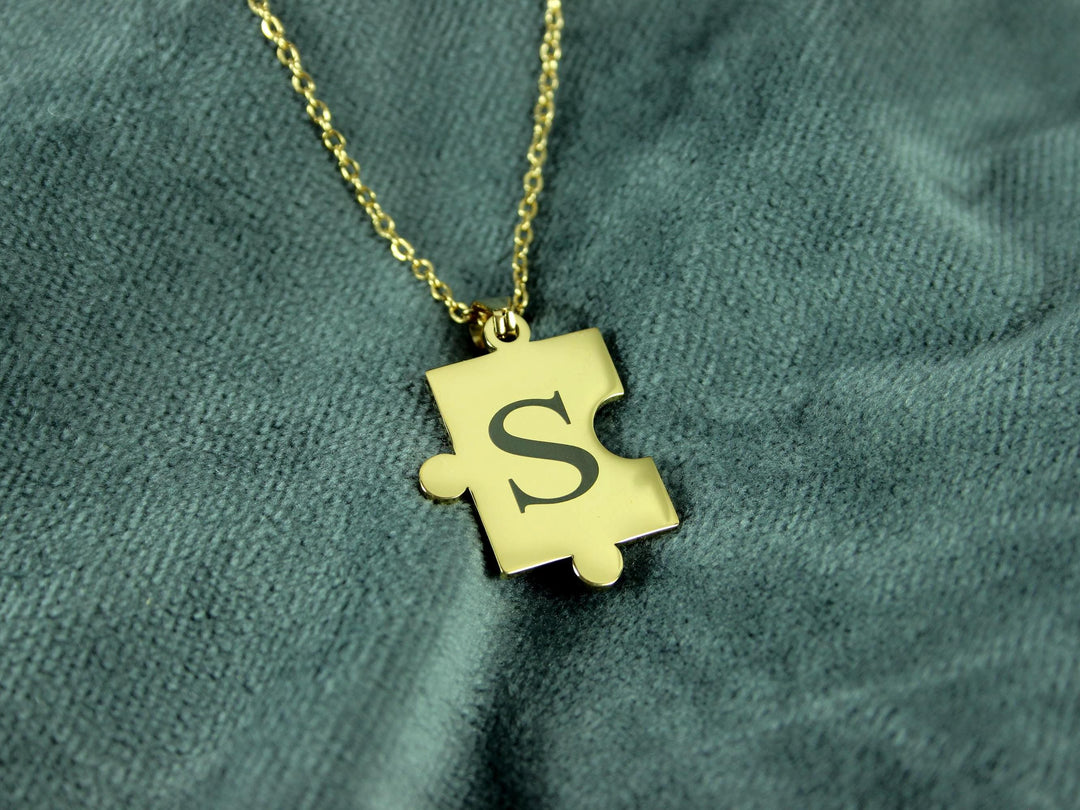 Matching Gold Puzzle Necklaces Engraved