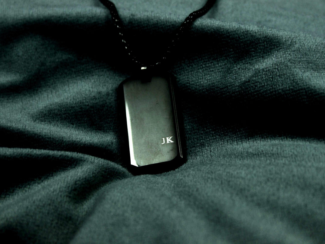 Custom Black Pendant Necklace With Initials