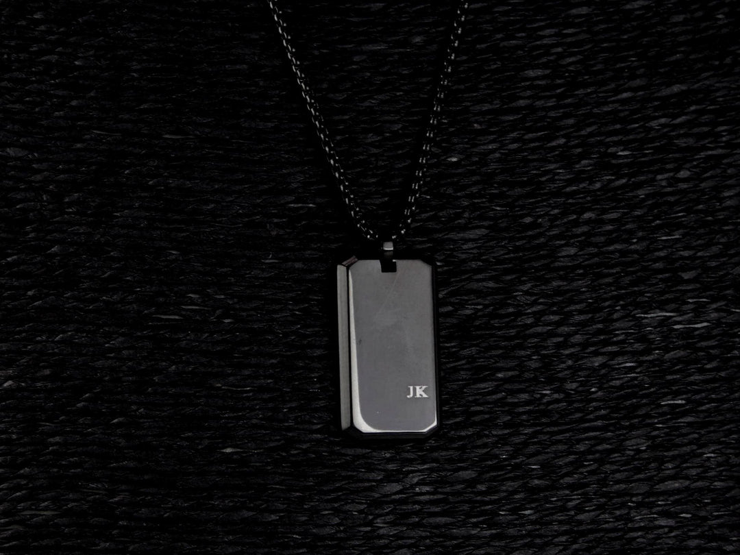Custom Black Pendant Necklace With Initials