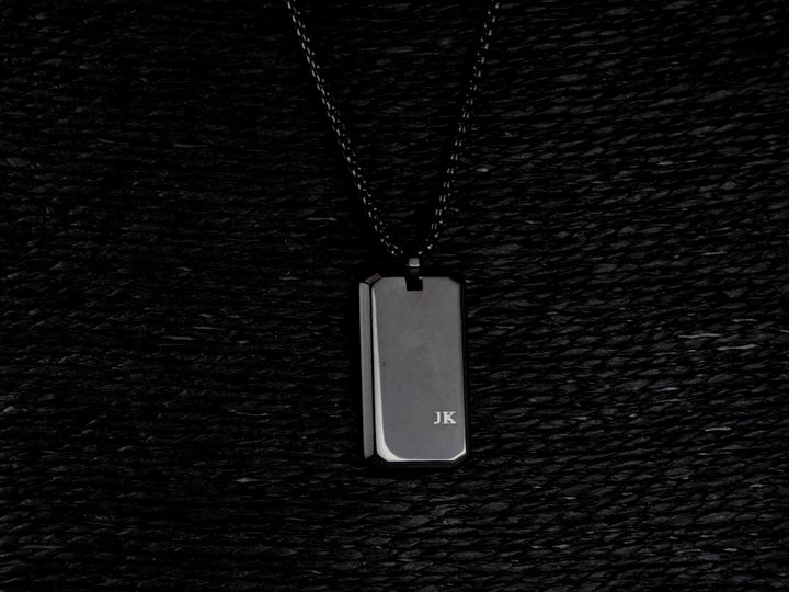 Custom Black Pendant Necklace With Initials
