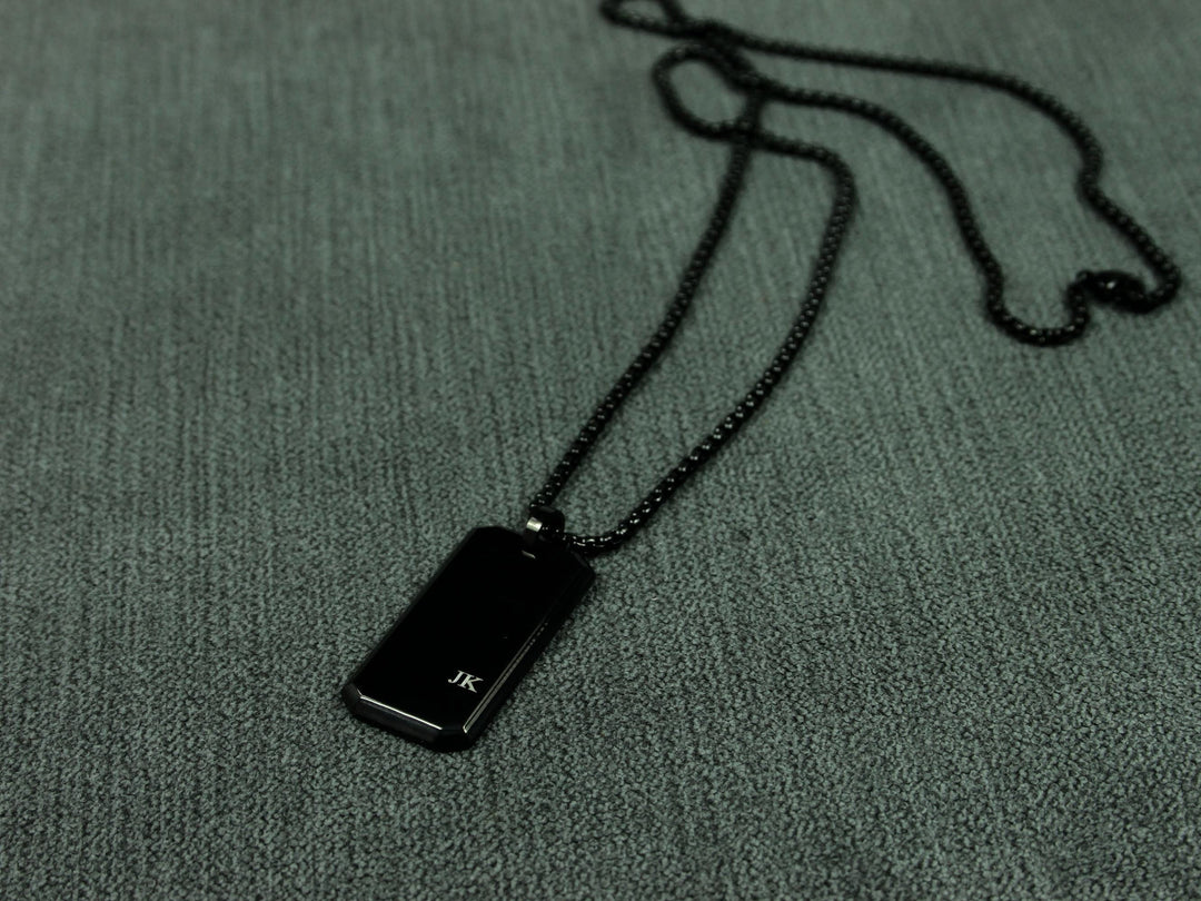 Custom Black Pendant Necklace With Initials