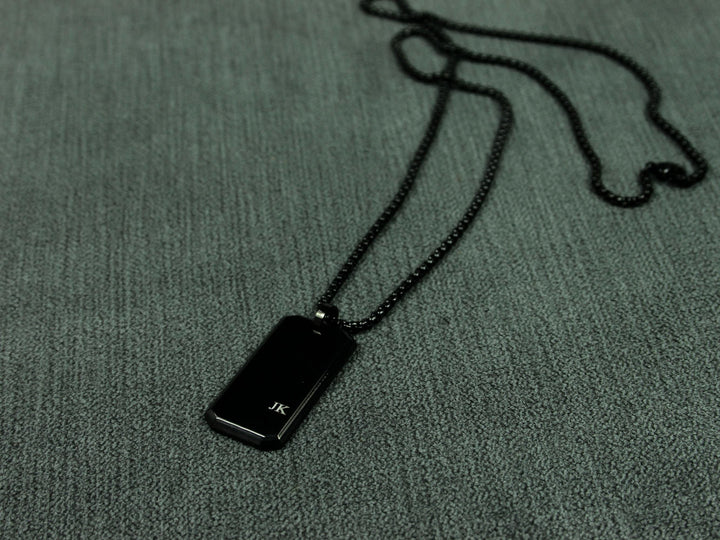 Custom Black Pendant Necklace With Initials