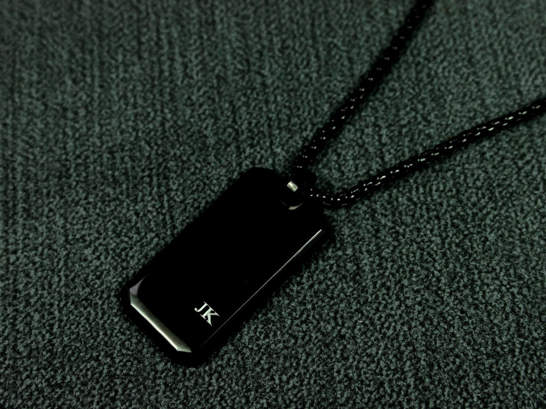 Custom Black Pendant Necklace With Initials