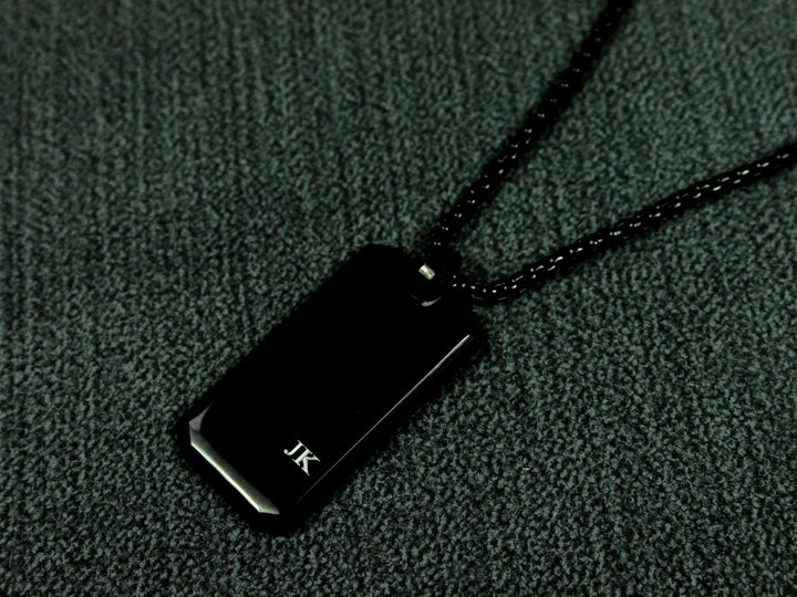 Custom Black Pendant Necklace With Initials