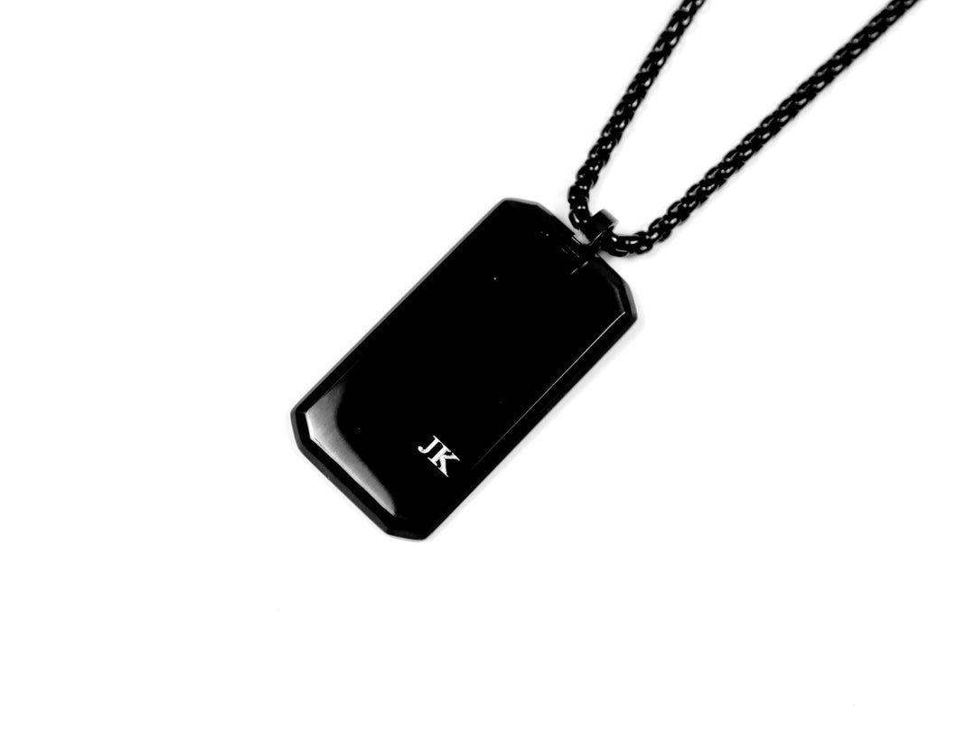 Custom Black Pendant Necklace With Initials