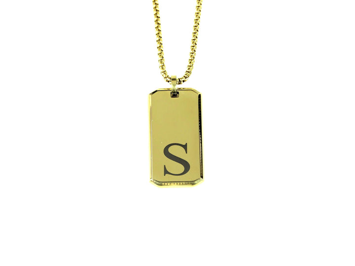 Gold Letter Pendant Engraved Necklace