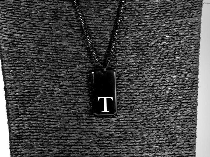 Initial Rectangle Necklace Custom Engraved