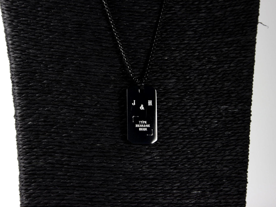 Black Rectangle Pendant, Personalized Initial Necklace
