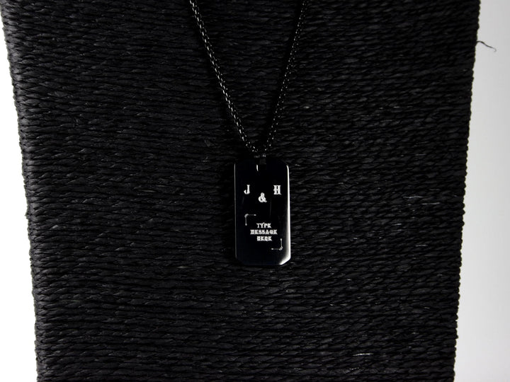 Black Rectangle Pendant, Personalized Initial Necklace