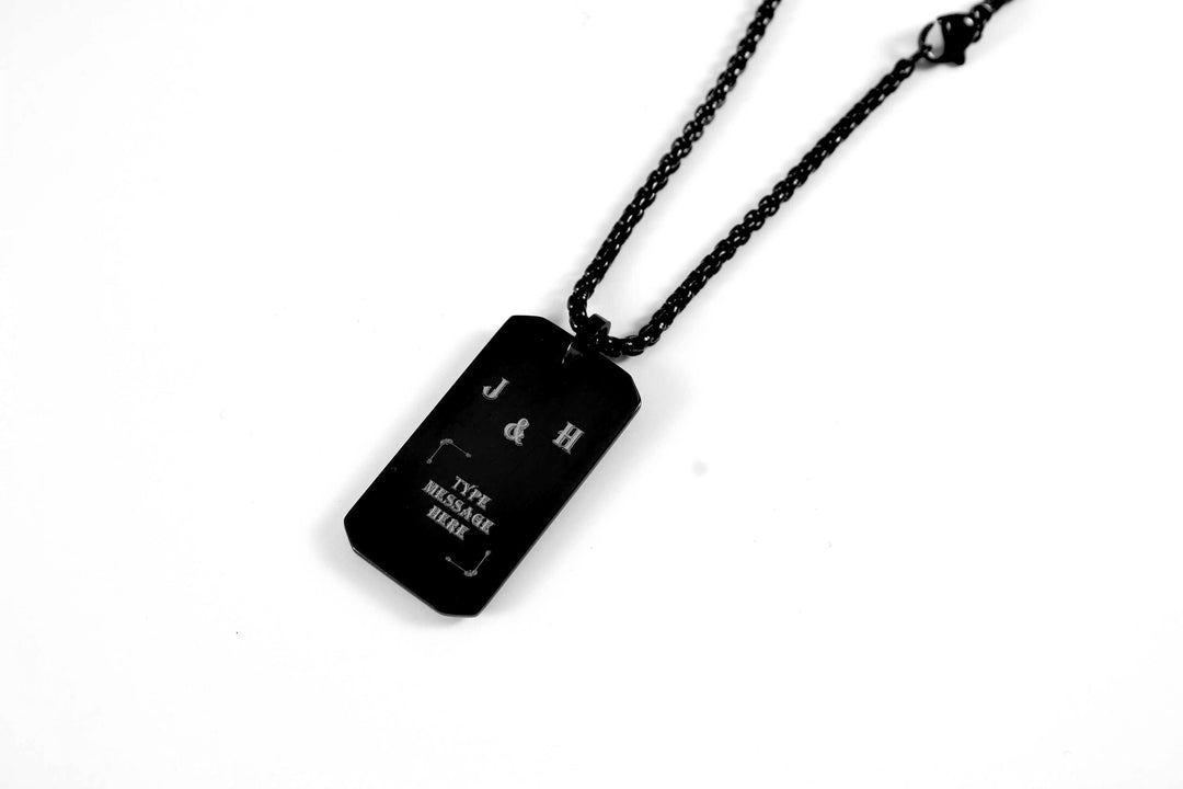 Black Rectangle Pendant, Personalized Initial Necklace