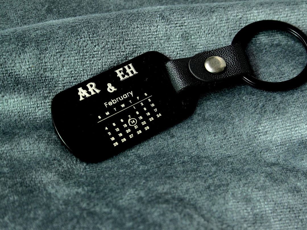 Couples Date Dog Tag Keychain