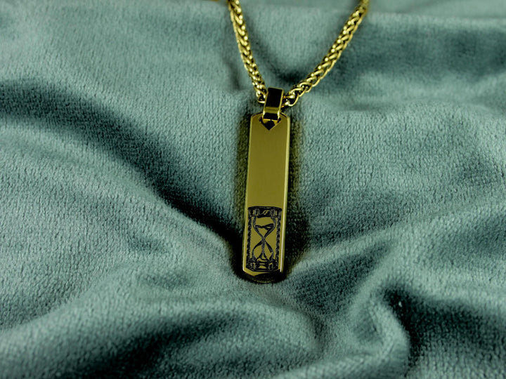 Sand Timer Initial Bar Pendant