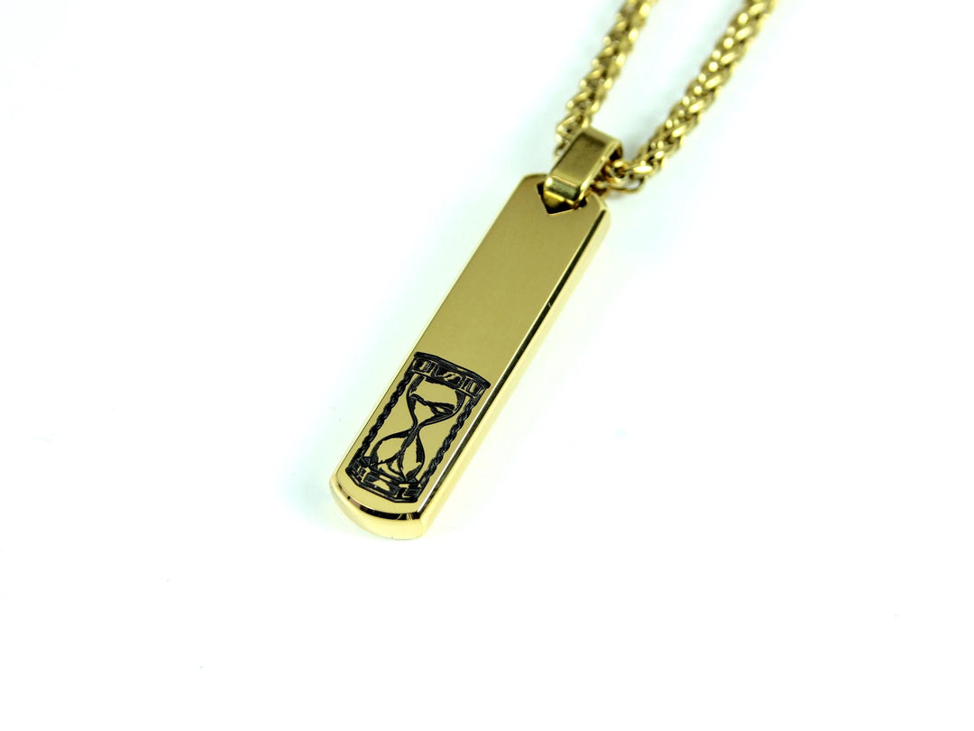 Sand Timer Initial Bar Pendant