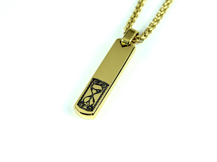 Sand Timer Initial Bar Pendant