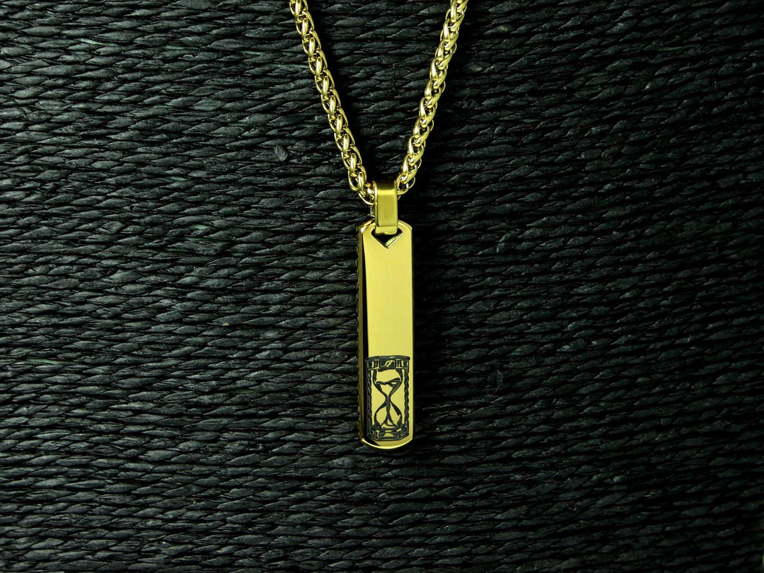 Sand Timer Initial Bar Pendant