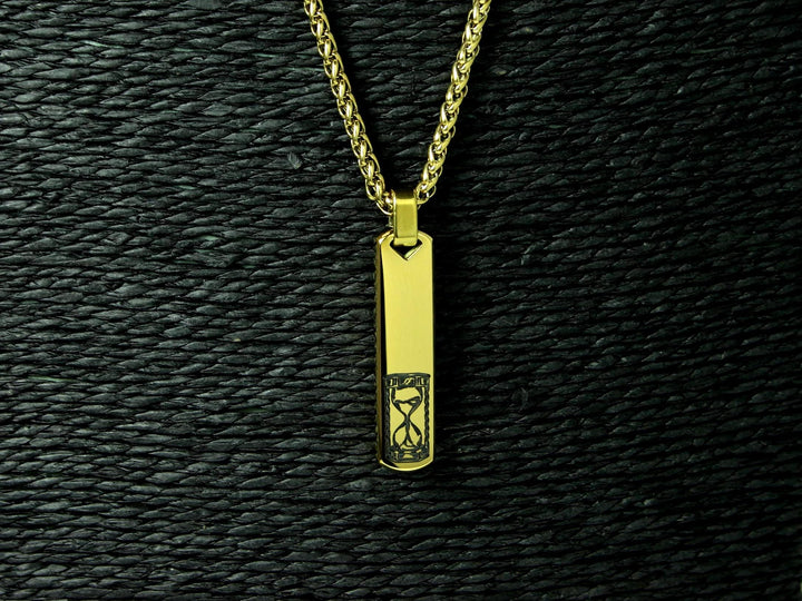 Sand Timer Initial Bar Pendant
