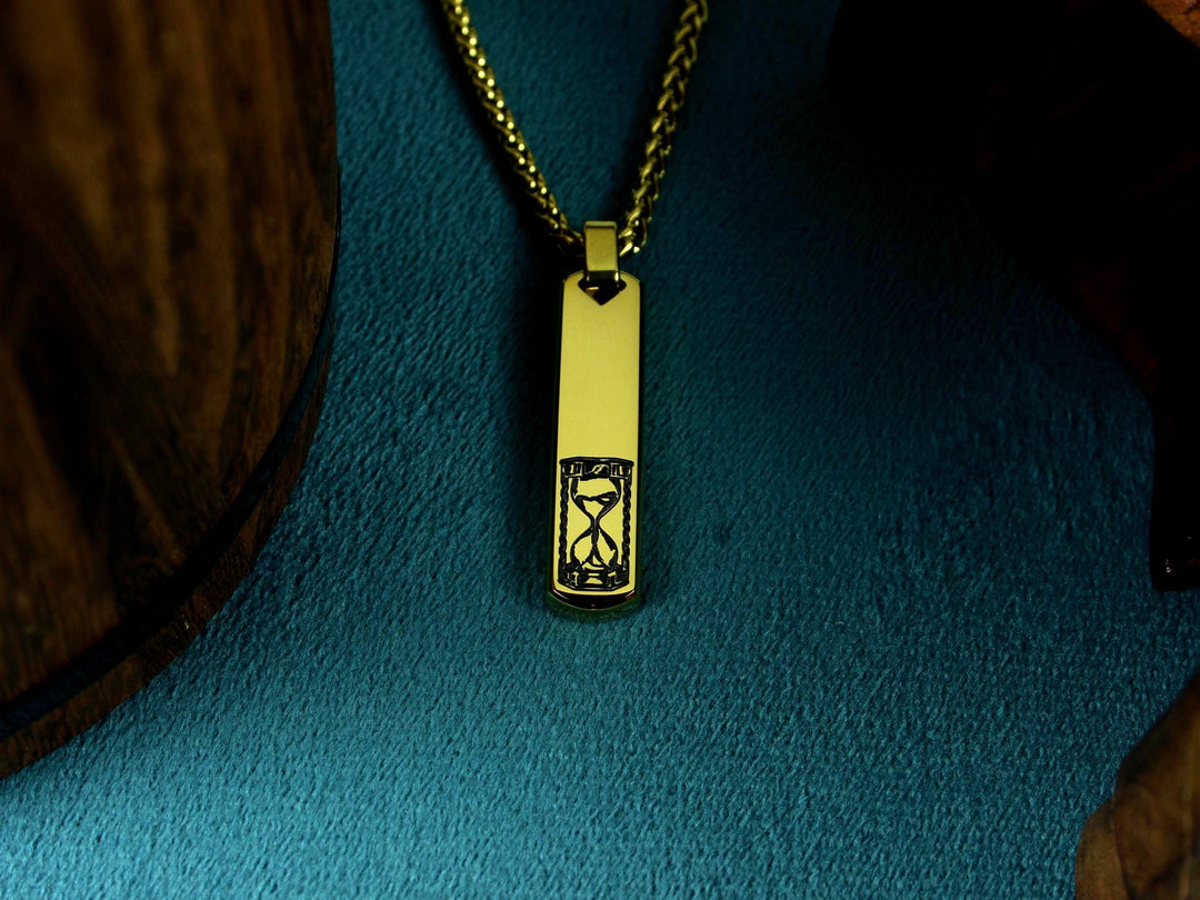 Sand Timer Initial Bar Pendant