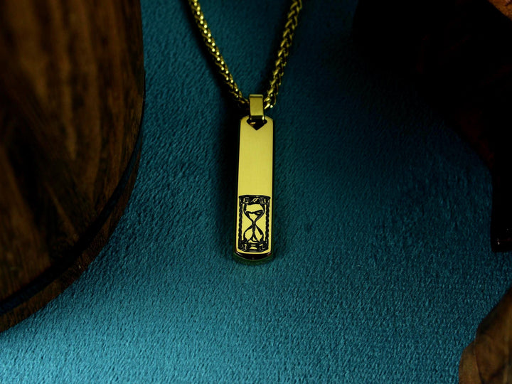 Sand Timer Initial Bar Pendant