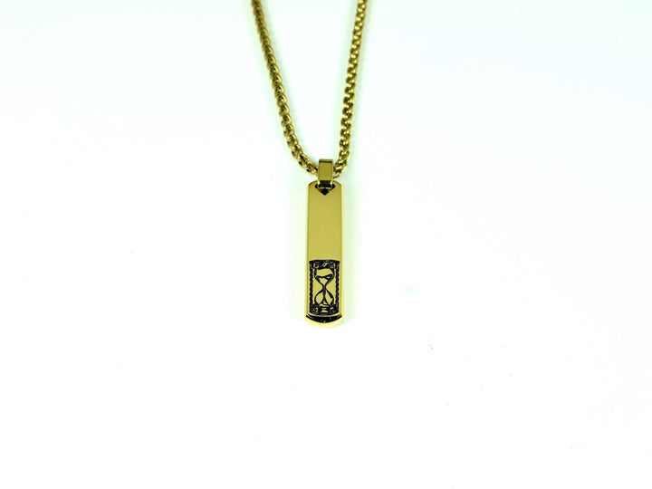 Sand Timer Initial Bar Pendant