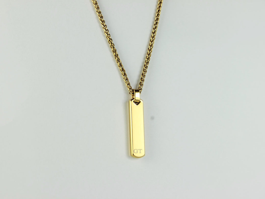 Sand Timer Initial Bar Pendant