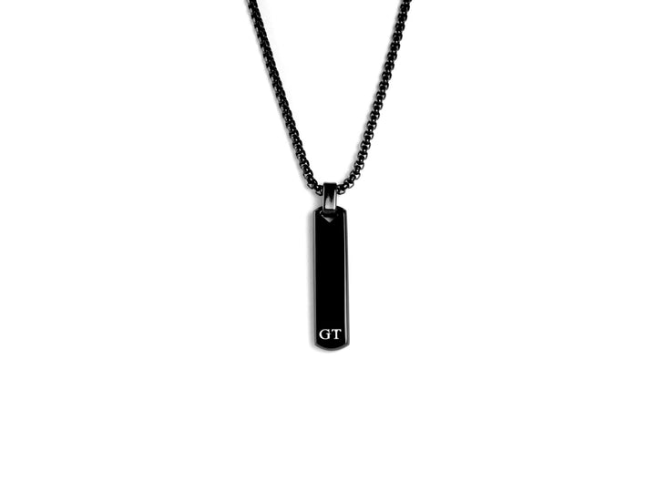 Black Initial Necklace, Sand Timer Art Design