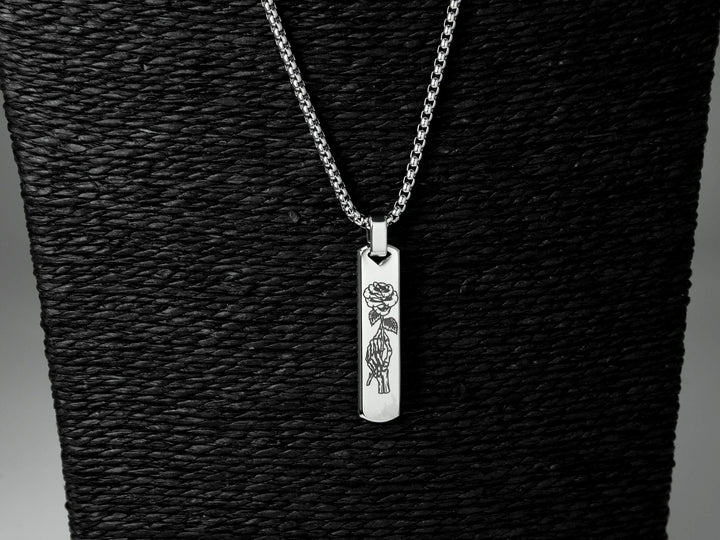 Skull Rose Pendant Necklace, Tattoo Design