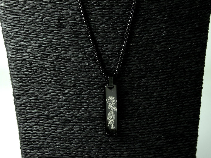 Skull Rose Pendant Necklace, Tattoo Design