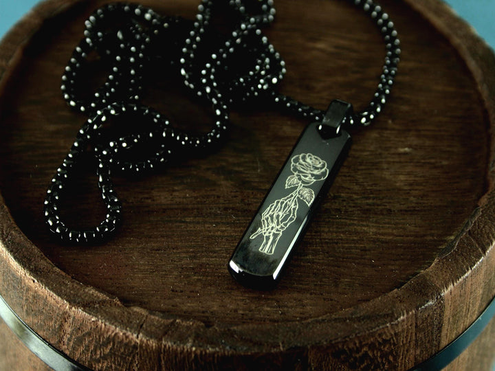 Black Skull Pendant Personalised Name