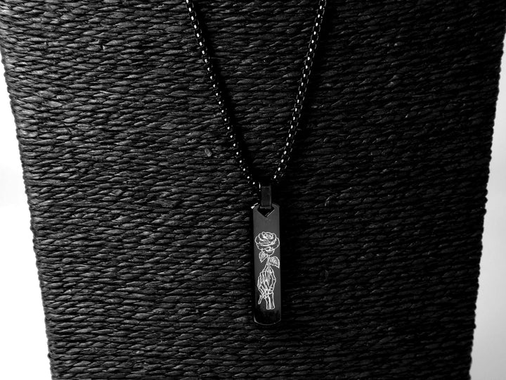 Black Skull Pendant Personalised Name