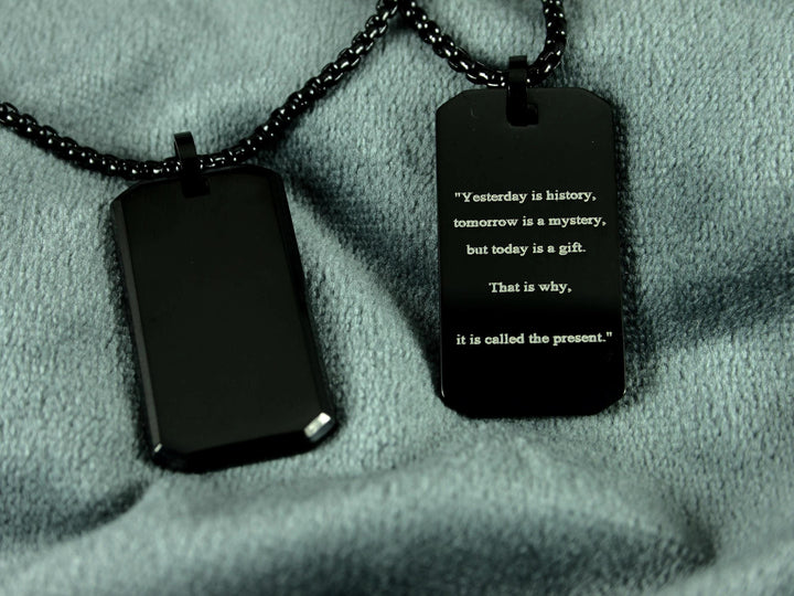 Black Quote Engraved Motivation Necklace