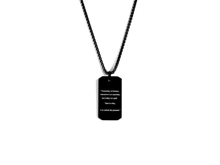 Black Quote Engraved Motivation Necklace