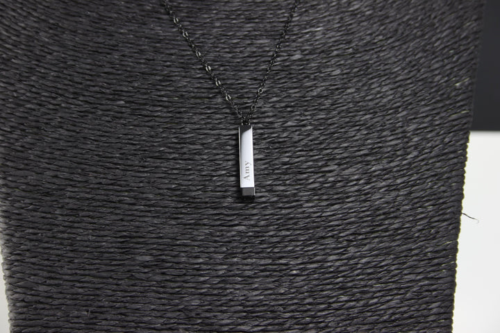 Hidden Name Necklace, Push-Up Bar Pendant