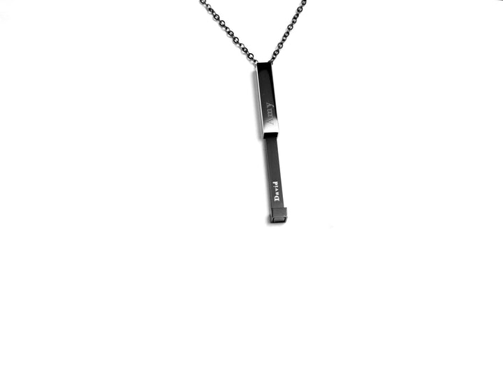 Hidden Name Necklace, Push-Up Bar Pendant