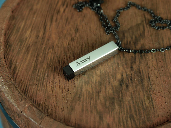Hidden Name Necklace, Push-Up Bar Pendant
