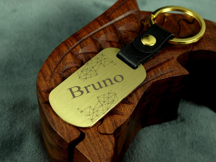 Custom Name Gold Dog Tag Keychain