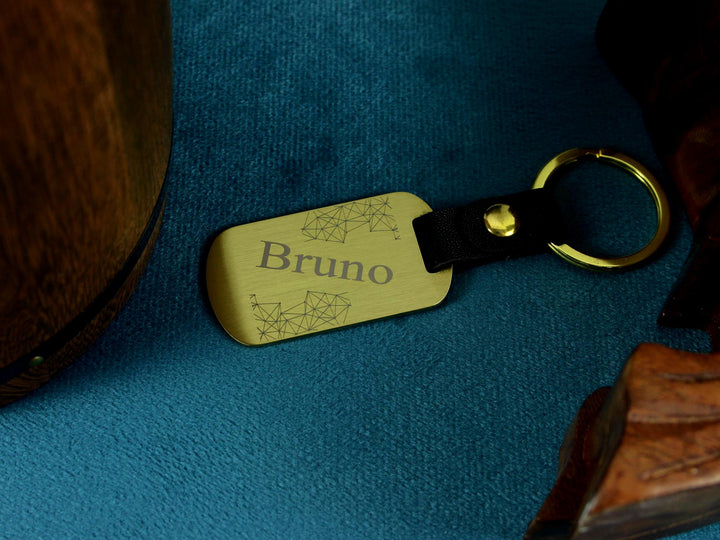 Custom Name Gold Dog Tag Keychain