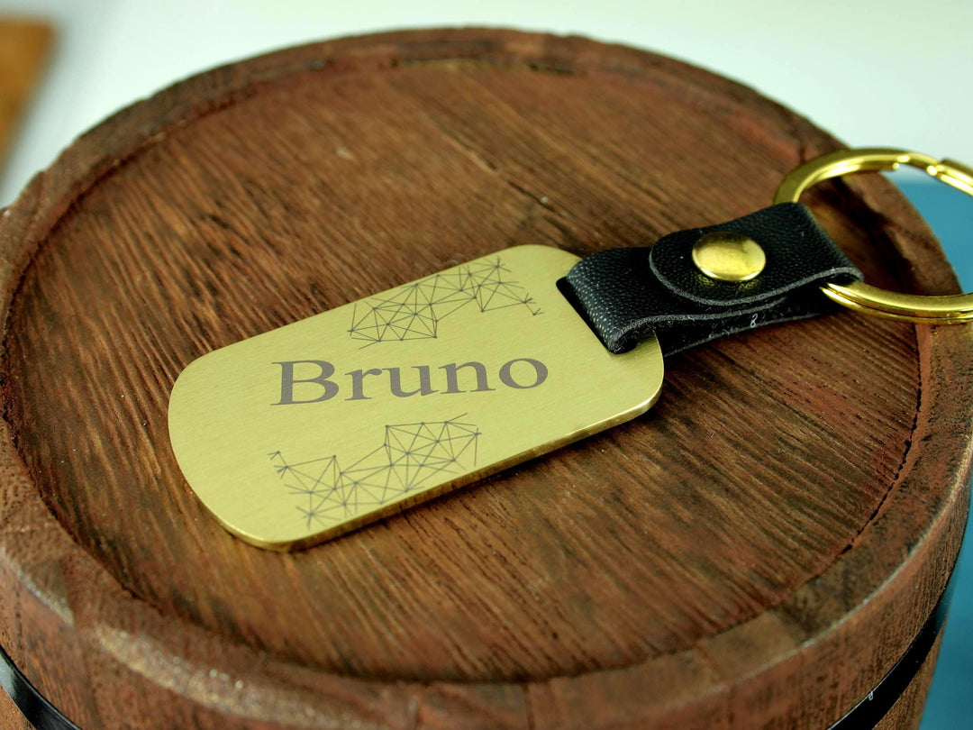 Custom Name Gold Dog Tag Keychain
