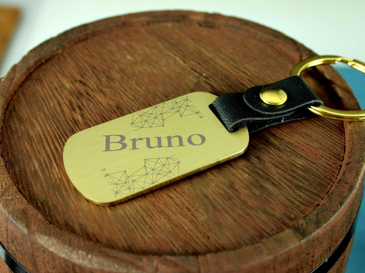 Custom Name Gold Dog Tag Keychain