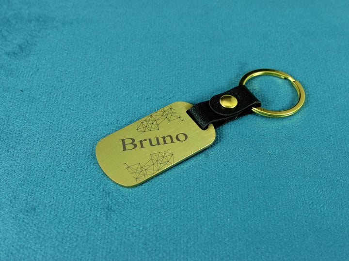 Custom Name Gold Dog Tag Keychain