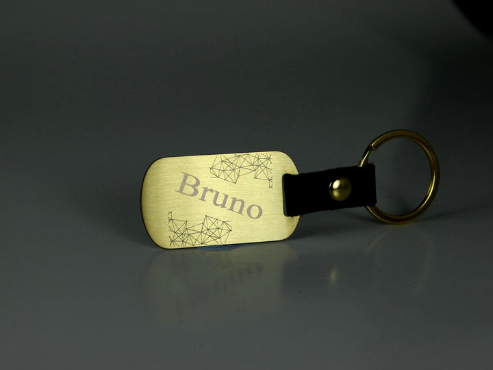 Custom Name Gold Dog Tag Keychain