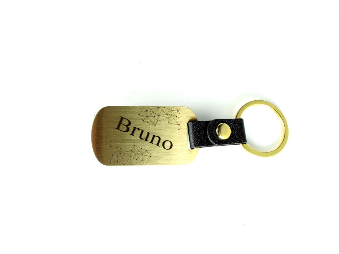 Custom Name Gold Dog Tag Keychain