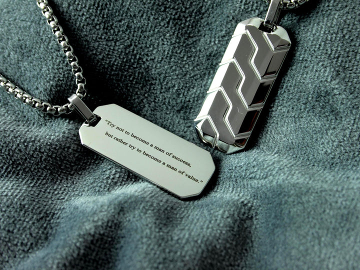 Silver Tyre Tread Necklace, Custom Quote